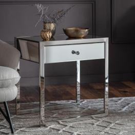 Gal Cutler 1 Drawer Mirrored Side Table 