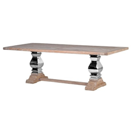Steel and Wood Refectory Table 