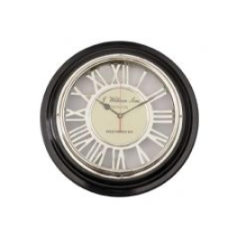 Libra harwood black and nickel round wall clock