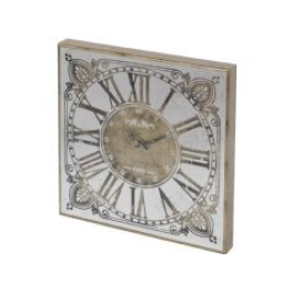 Libra vienna antique gold small square mirrored wall clock