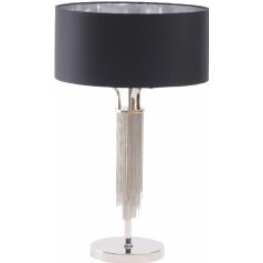 Libra Langan table lamp in nickel with black shade e27 60w