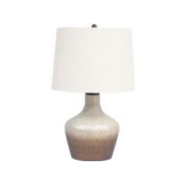 Libra Ombre bottle table lamp with natural shade e27 60w