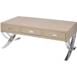 Libra ecclestone leather three drawer coffee table
