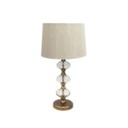 Libra Romana antique gold bubble lamp with natural linen shade e27 60w 1
